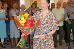 Claire with her bouquet